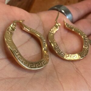 Elegant 14k Gold Versace Hoop Earrings
